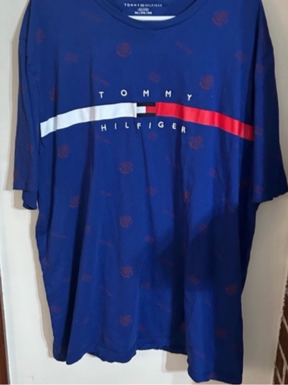 Tommy Hilfiger Size 3xl Royal Blue Tee with White & Red Stripe Logo